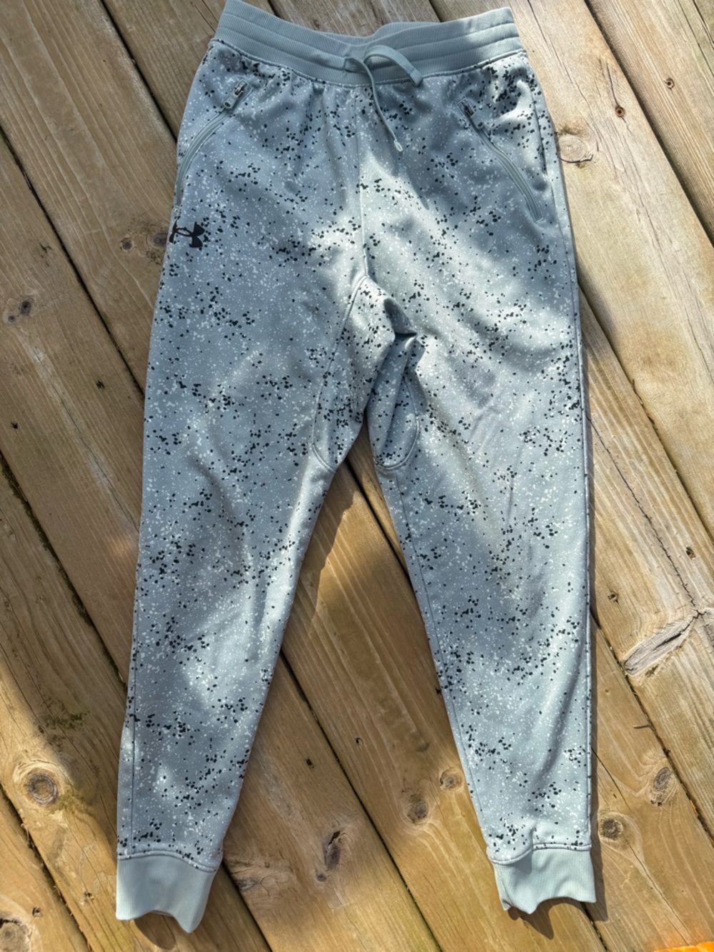 Under Armour Kids' Green Speckled Jogger Bottoms - Size Youth Medium